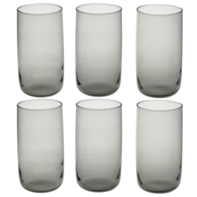 Queensway Home and Dining Queensway Home & Dining Modern Drinking Dark Grey Coloured Glasses Water Dining Juice Tumbler 365MlSet Of 6 from B&Q