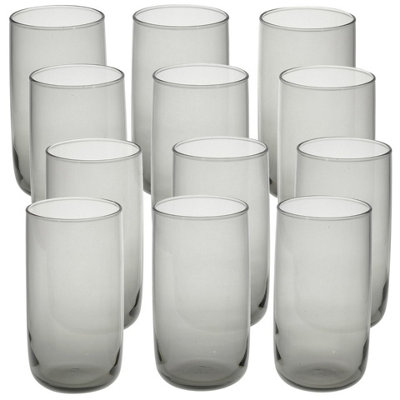 Queensway Home and Dining Queensway Home & Dining Modern Drinking Dark Grey Coloured Glasses Water Dining Juice Tumbler 365MlSet Of 12 from B&Q