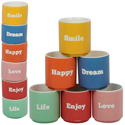 Urbn-Chef Set Of 6 Small 60Ml Assorted Colour Mini Porcelain Espresso Mugs from B&Q