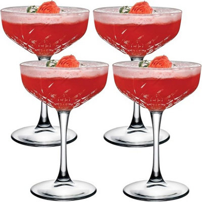 Queensway Home and Dining Tall Glass Champagne Glasses Elegant Stemmed Coupe Cocktail Glassware Set 255Ml from B&Q