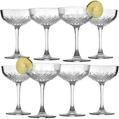 Queensway Home and Dining Tall Glass Champagne Glasses Elegant Stemmed Coupe Cocktail Glassware Set 255Ml from B&Q