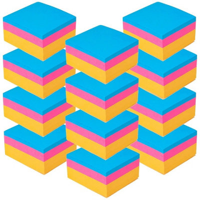 Urbn-Living Urbnliving 400 Assorted Neon Bright Post-It Sticky Notes Reminder Memo Pads Pack 76X76mm ( Pack Of 12 )