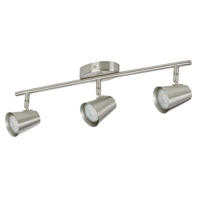 B&Q -  Urbn Living Travale 3 Arm Led Ceiling Modern Bar Light Fixture Gu10 Satin Nickel