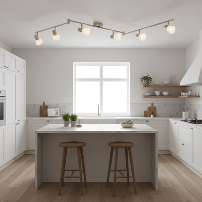 B&Q -  Urbnliving 6 Arm Modern Ceiling Spot Light Satin Nickel Finish With Included Bulbs Lighting For Living Room,office Energy Class G