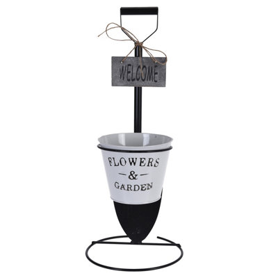 Urbn-Living Hanging Hook Flowerpot Plant Holder Welcome Spade Sign from B&Q