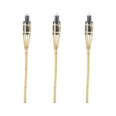 Urbn-Living Set Of 3Black Bamboo Torch LanternsOutdoor Garden Oil Patio Lights from B&Q