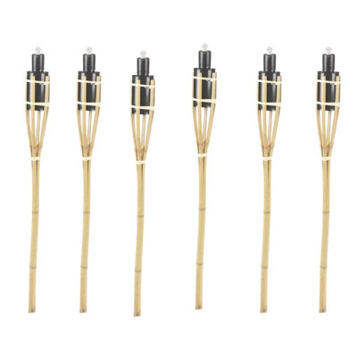 Urbn-Living Set Of 6Black Bamboo Torch LanternsOutdoor Garden Oil Patio Lights from B&Q