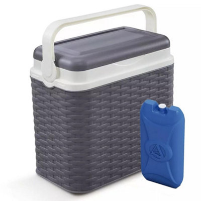 Urbn-Living Anthracite10L Rattan Insulated Small Cooler Box With 1 Ice Pack from B&Q