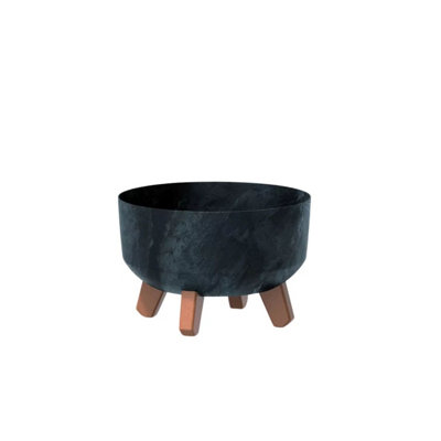 Urbn-Living Anthracite40Cm Round Concrete Look Planter With Legs from B&Q