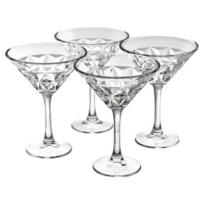Queensway Home and Dining 210Ml Queensway Home & Dining Pasabahce Long Stemmed Martini Cocktail Drinking Glasses Party Set Of 4 from B&Q