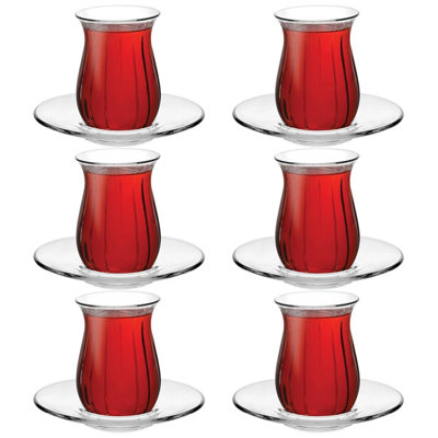 Queensway Home and Dining Queensway Home & Dining Clear Glass Tea And Coffee Cup Set With Saucers6 Piece from B&Q