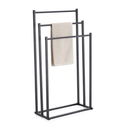 B&Q -  Urbnliving 3 Tier Freestanding Towel Rack Bathroom Stand Holder Floor Drying BarBlack