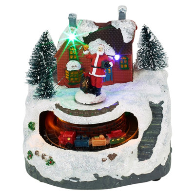 Urbn-Living Urbnliving Animated Christmas Village Scene With Moving Train Santa & Led Lights from B&Q