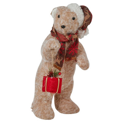 Urbn-Living Urbnliving 38Cm Large Festive Christmas Standing Bear Plush Decoration Ornament Xmas Decor -Brown from B&Q