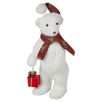 Urbn-Living Urbnliving 38Cm Large Festive Christmas Standing Bear Plush Decoration Ornament Xmas Decor White from B&Q
