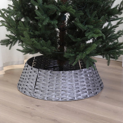 Urbn-Living Urbnliving Christmas Xmas Tree Skirt Round Decorative Festive Base Stand Cover 4 PcsSilver 76Cm from B&Q