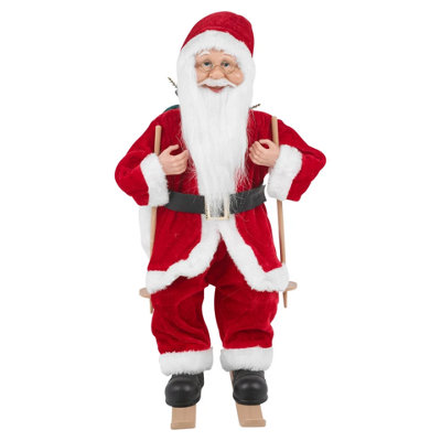 Urbn-Living Urbnliving 45Cm Santa Claus On Skis Christmas DecorationStanding Festive Figure from B&Q
