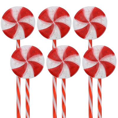 Urbn-Living Urbnliving Christmas Lollipop Candy Cane Path Lights Outdoor Garden Décor Timer Stakes Xmas Set Of 6 from B&Q