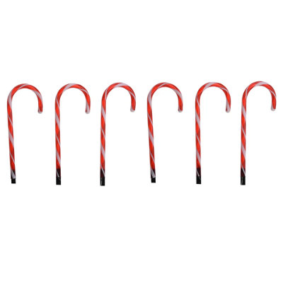 Urbn-Living Urbnliving 6 Led Candy Cane Christmas Pathway Lights Outdoor Garden Décor Waterproof from B&Q