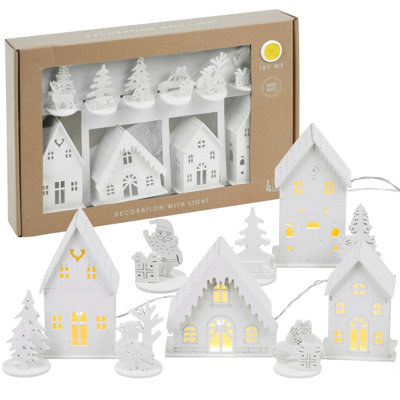Urbn-Living Urbnliving 10 Pcs Led Light Up Christmas Xmas Village Winter Scene Decoration Ornament Gift from B&Q