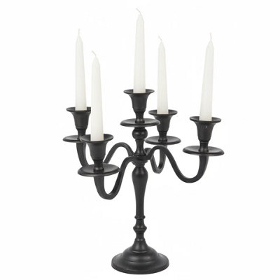 Urbn-Living Urbnliving 5 Arm Black Metal Candle Holder Stand Vintage Candelabra Centrepiece Home Decor 30Cm from B&Q