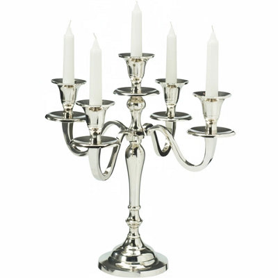 Urbn-Living Urbnliving 5 Arm Silver Metal Candle Holder Stand Vintage Candelabra Centrepiece Home Decor 30Cm from B&Q