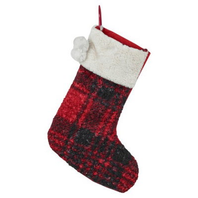 Urbn-Living Urbnliving 40Cm Luxury Red Black Tartan Christmas Stocking Hanging Sock Sack Xmas Gift Faux from B&Q
