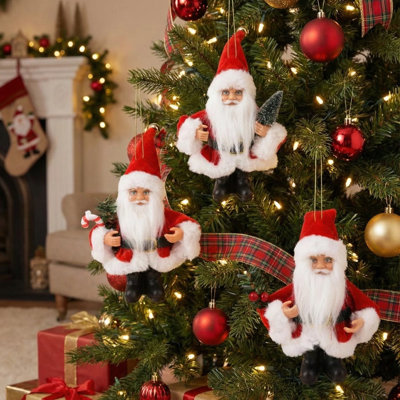 Urbn-Living Urbnliving 3 Mini Hanging Santa Claus Christmas Tree Bauble Ornament Traditional Decor from B&Q