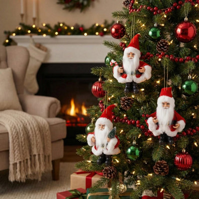 Urbn-Living Urbnliving 6 Mini Hanging Santa Claus Christmas Tree Bauble Ornament Traditional Decor from B&Q