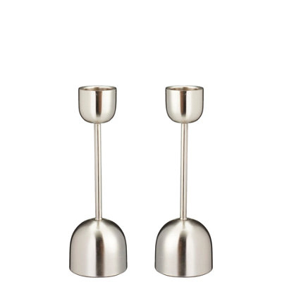 B&Q -  Urbnliving 25Cmx2 Silver Metal Taper Candlestick Bell Candle Holder Stand Wedding Centrepiece Display