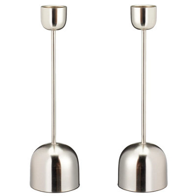 B&Q -  Urbnliving Silver Metal Taper Candlestick Bell Candle Holder Stand Wedding Centrepiece Display 36Cm Set Of 2