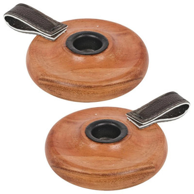 Urbn-Living Urbnliving Wooden Candle Holder With Handle Rustic Natural Light Wood Candlestick Décor  Set Of 2 from B&Q