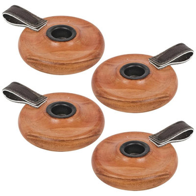 Urbn-Living Urbnliving Wooden Candle Holder With Handle Rustic Natural Light Wood Candlestick Décor Set Of 4 from B&Q