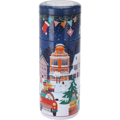 Urbn-Living Urbnliving Set Of 1 Blue Christmas Metal Storage Mini Tins Set Nesting Stacking Containers Festive Design from B&Q