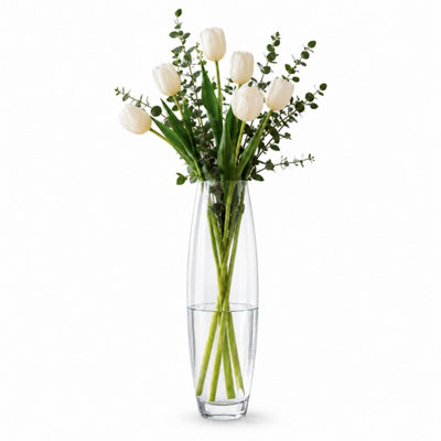 B&Q -  40Cm Barrel Tall Glass Flower Vase Bouquet Display Florist Table Centrepiece Home Decor