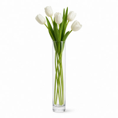 B&Q -  40Cm Narrow Cylinder Tall Glass Flower Vase Bouquet Display Florist Table Centrepiece Home Decor
