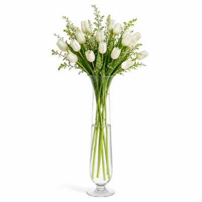 B&Q -  65Cm Footed Trumpet Tall Glass Flower Vase Bouquet Display Florist Table Centrepiece Home Decor