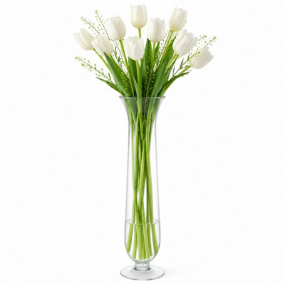 B&Q -  45Cm Footed Trumpet Tall Glass Flower Vase Bouquet Display Florist Table Centrepiece Home Decor