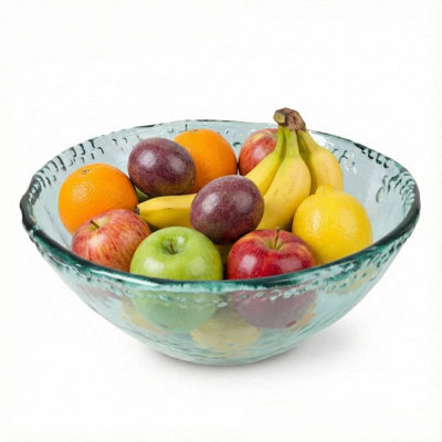 B&Q -  Queensway Home & Dining 29Cm Large Glass Fruit Bowl Salad Serving Centrepiece Textured Display Table