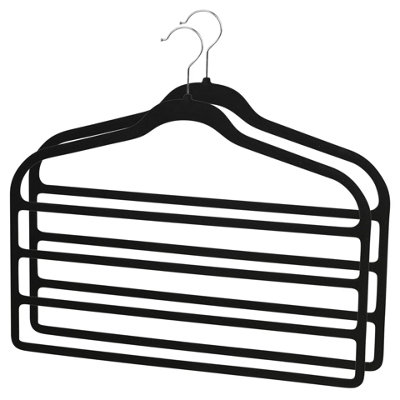 Urbn-Living Urbnliving 4 Bar Velvet Trouser Hangers Space Saving Non-Slip Wardrobe Organiser Black Set Of 2 from B&Q