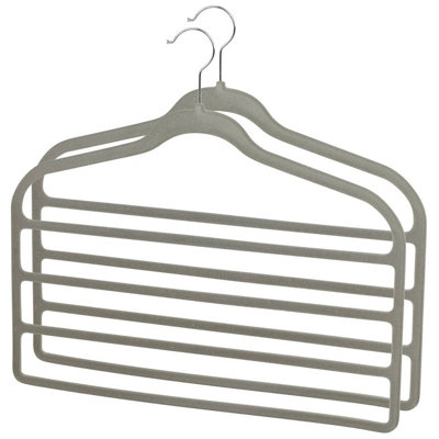 Urbn-Living GreySet Of 2Velvet 4-Bar Trouser Hangers from B&Q