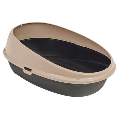 Urbn-Living Urbnliving Large Jumbo Oval Cat Litter Tray High-SidedDeep Rim Open Toilet Box For Easy CleaningBrown from B&Q