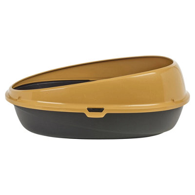 Urbn-Living Urbnliving Large Jumbo Oval Cat Litter Tray High-SidedDeep Rim Open Toilet Box For Easy CleaningMustard from B&Q