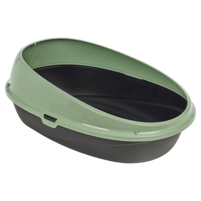 Urbn-Living Urbnliving Large Jumbo Oval Cat Litter Tray High-SidedDeep Rim Open Toilet Box For Easy CleaningGreen from B&Q