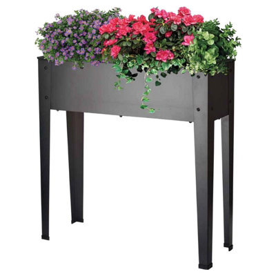 B&Q -  Urbnliving 75Cm Elevated Metal Planter Trough With Stand Modern Raised Flower Pot For Indoor & Outdoor Garden Décor