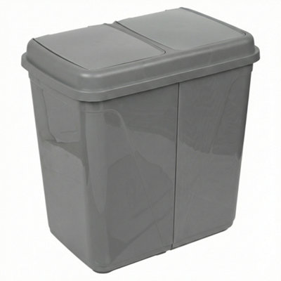 Urbn-Living 90L Grey Double Kitchen Recycling Laundry Duo Bin Garbage Under Cabinet Trash Can from B&Q