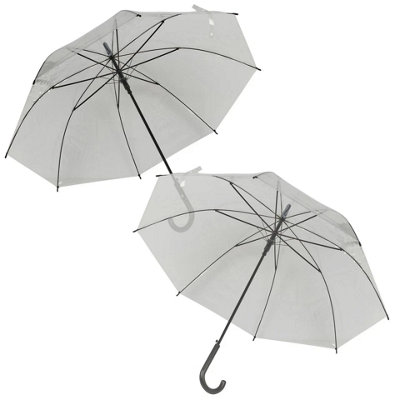 Urbn-Living Urbnliving 23 Inch Transparent Wedding Umbrella Dome Automatic Walking Stick Crook Handle Set Of 2 from B&Q