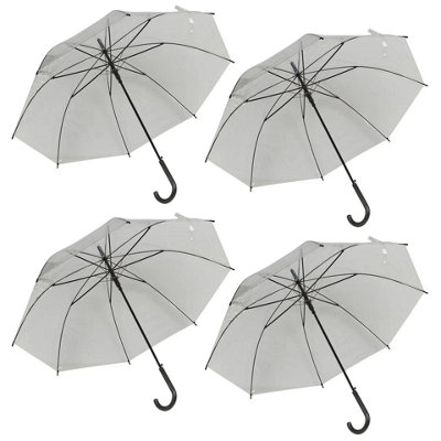 Urbn-Living Urbnliving 23 Inch Transparent Wedding Umbrella Dome Automatic Walking Stick Crook Handle Set Of 4 from B&Q