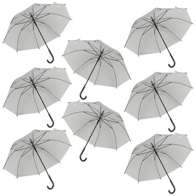 Urbn-Living Urbnliving 23 Inch Transparent Wedding Umbrella Dome Automatic Walking Stick Crook Handle Set Of 8 from B&Q