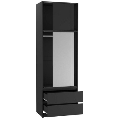 Urbn-Living Urbnliving 240Cm Stylish Sliding Door Wardrobe Bedroom Closet Black Carcass White Doors from B&Q